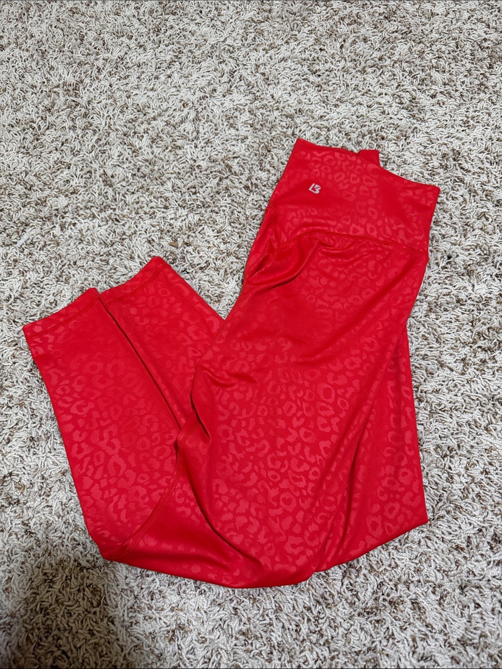 Red Leopard Print Leggings with LB Logo